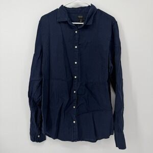J. Crew Wren Slim Shirt in Baird McNutt 100% Irish Linen Navy Blue Size 16T